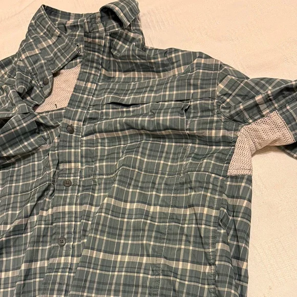 REI Green Plaid Long Sleeve Button Up Shirt - Picture 4 of 7
